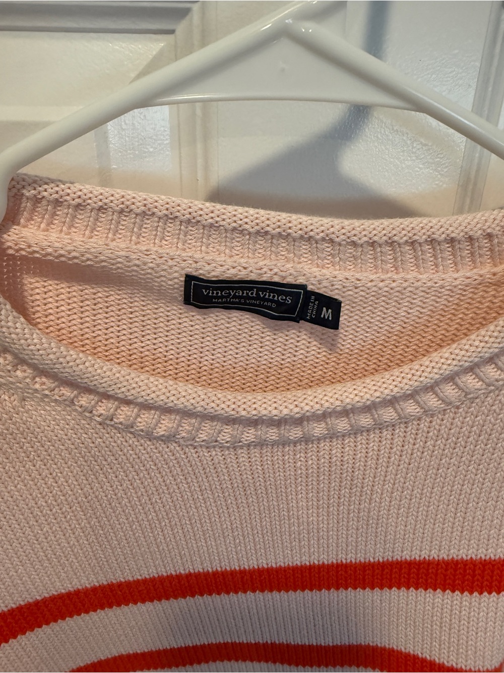 Vineyard Vines Light Pink Crewneck with Hot Pink Stripes - Picture 3 of 3